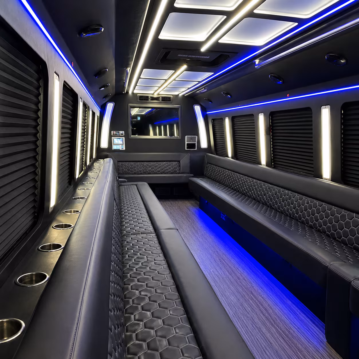 Athens Private Event Transportation party bus interior