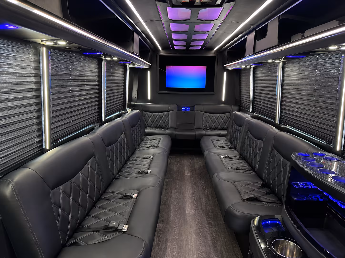 Athens Prom & Homecoming Transportation party bus interior