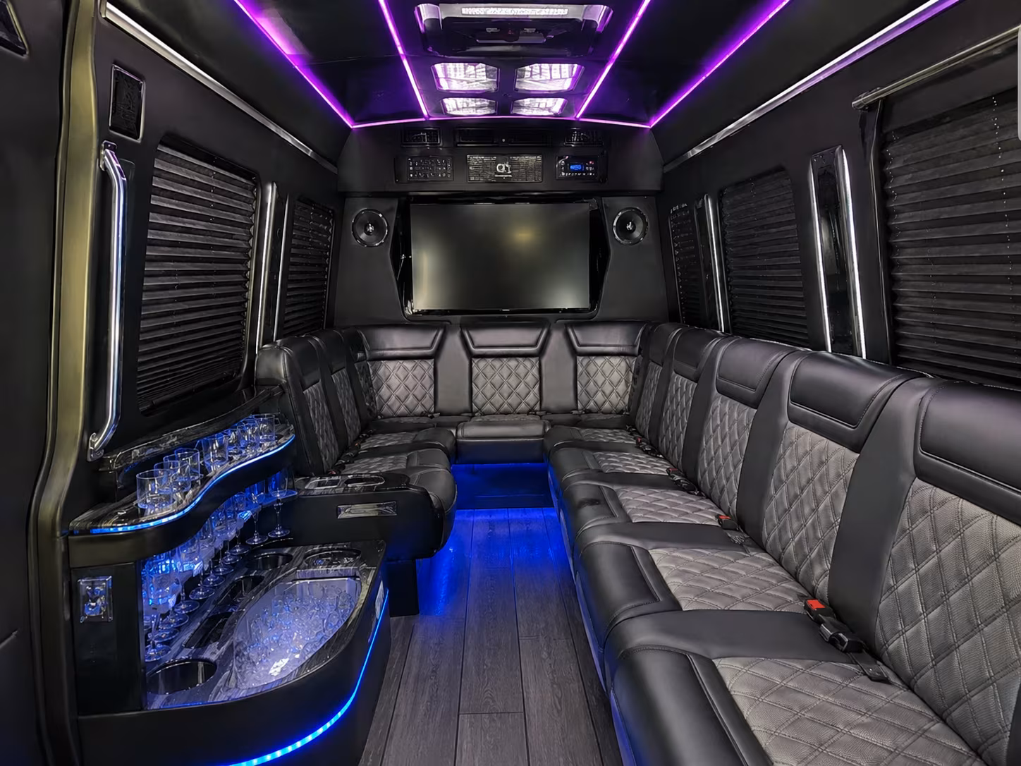 Athens School Event Transportation party bus interior
