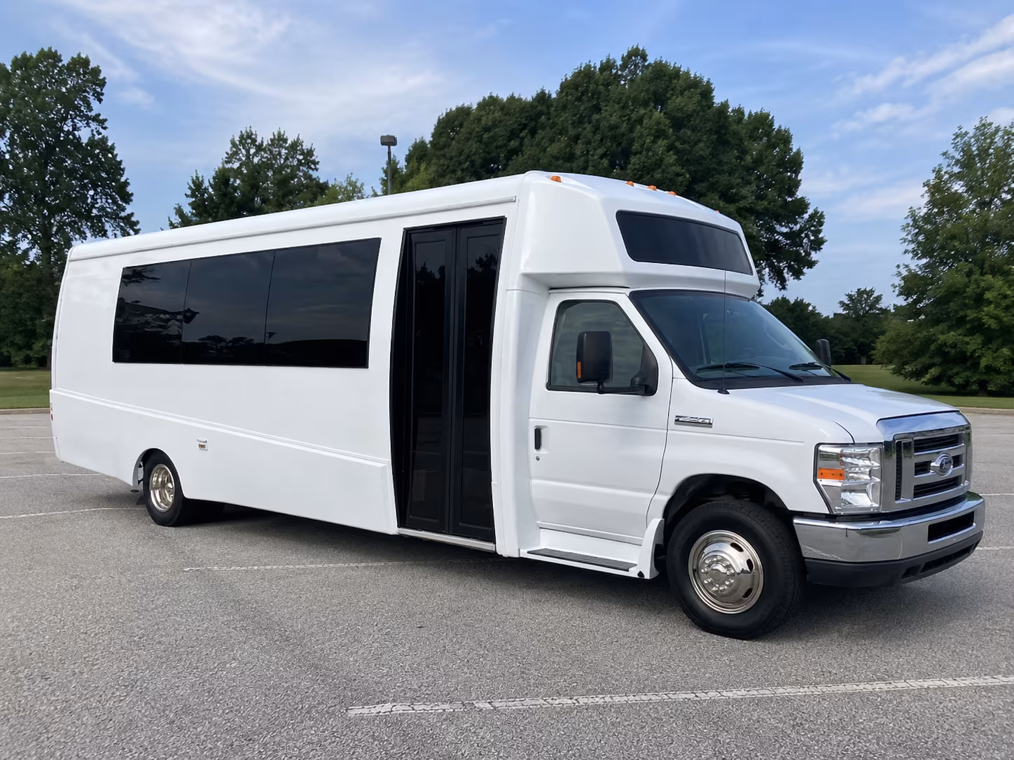 Passenger seating aboard a party bus rental serving Athens