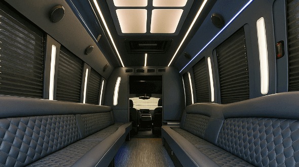 Interior of Charter Bus Company Alpharetta's 20 Passenger Party Bus in Alpharetta
