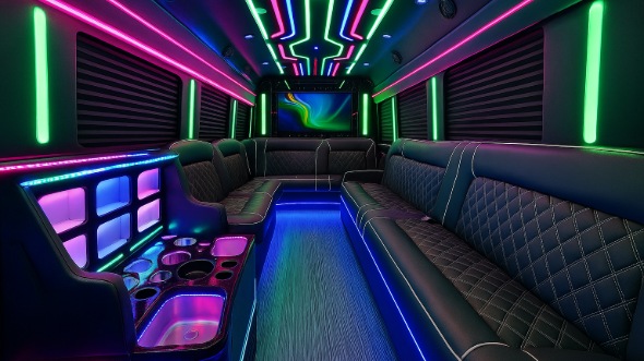 Interior of Charter Bus Company Chattanooga's 20 Passenger Party Bus in Chattanooga