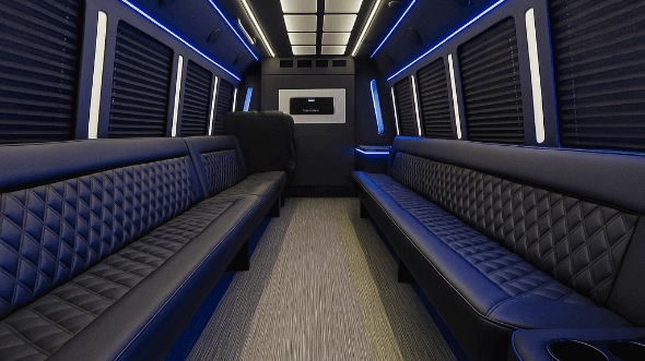 Interior of Charter Bus Company Greenville's 20 Passenger Party Bus in Greenville