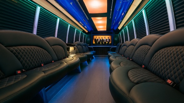 Interior of Charter Bus Company Macon's 25 Passenger Party Bus in Macon