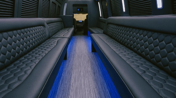 Interior of Charter Bus Company Alpharetta's 30 Passenger Party Bus in Alpharetta