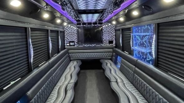 Interior of Athens Party Bus Company's 30 Passenger Party Bus in Athens