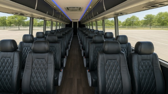 Interior of Charter Bus Company Athens's 46 Passenger Charter Bus in Athens