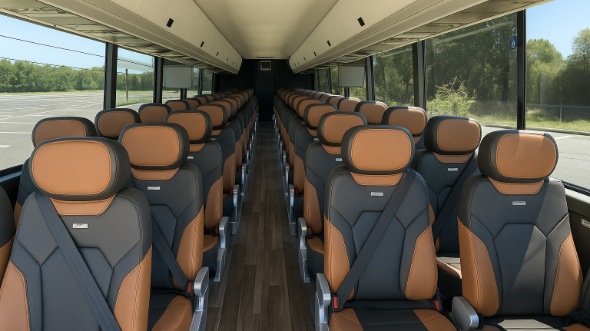 Interior of Charter Bus Company Athens's 48 Passenger Charter Bus in Athens