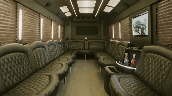 Interior of Charter Bus Company Alpharetta's 50 Passenger Party Bus in Alpharetta