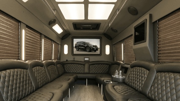 Interior of Athens Party Bus Company's 50 Passenger Party Bus in Athens