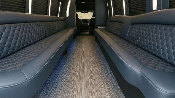 Interior of Charter Bus Company Sandy Springs's 50 Passenger Party Bus in Sandy Springs