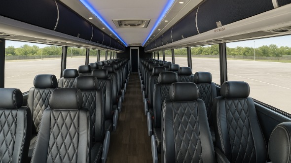 Interior of Charter Bus Company Athens's 54 Passenger Charter Bus in Athens
