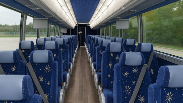 Interior of Charter Bus Company Athens's 56 Passenger Charter Bus in Athens